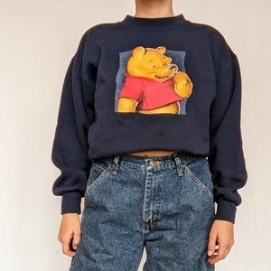 Vtg 90s Winnie the Pooh Crewneck Sweatshirt, Disney Store, Navy, M